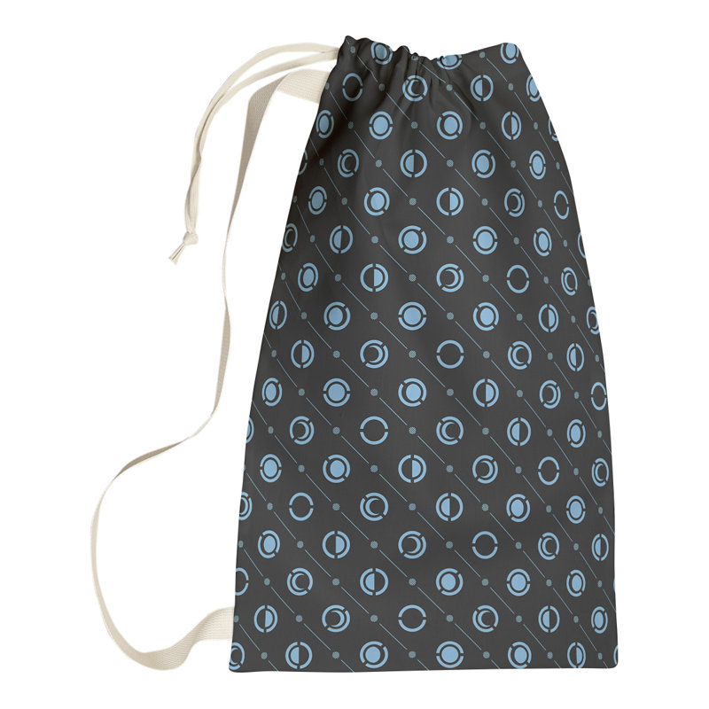 Skeffingt Fabric Laundry Bag with Handles, 29" H x 18" W x 1.5" D, Teal/Black