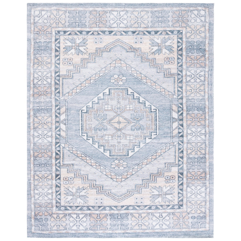 Blucher Oriental Handmade Tufted Grey/Ivory Area Rug, Rectangle 8' x 10'