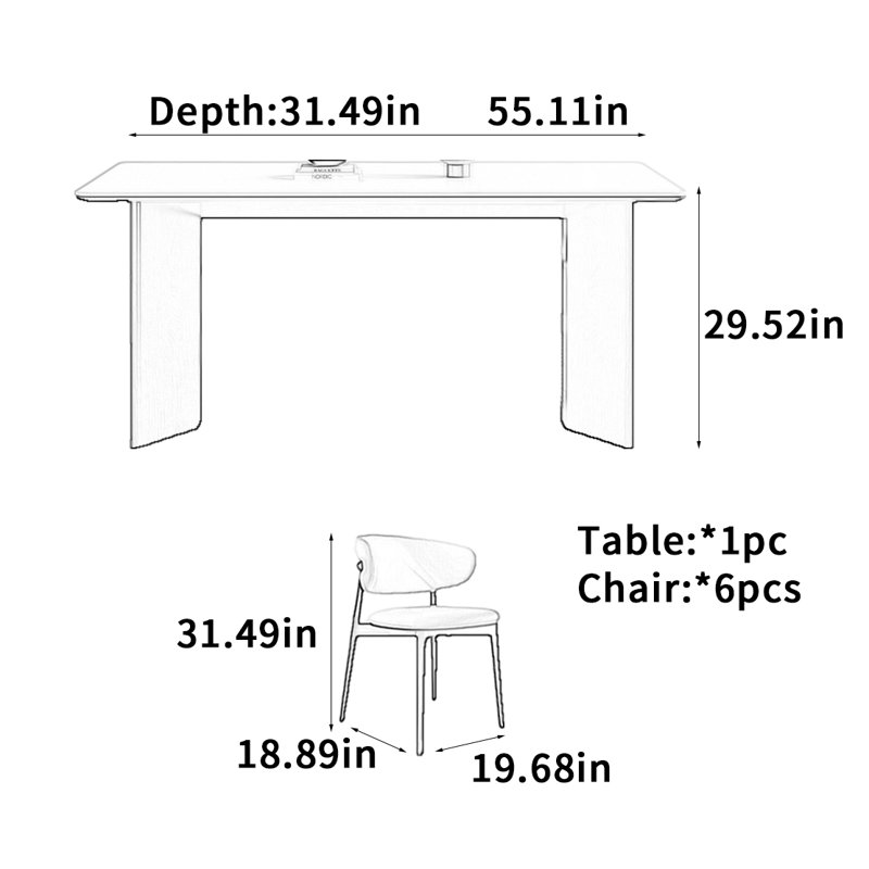 Table de salle à manger Simple, H 29,52 po x L 55,11 po x l 31,49 po