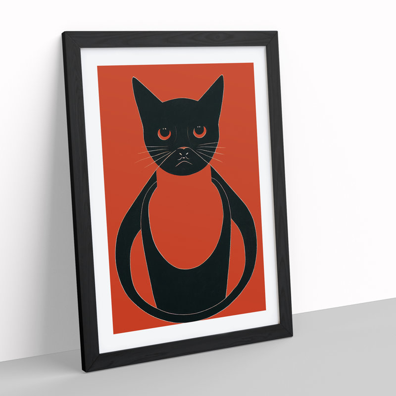 Artful Cat - Single Picture Frame Print, 46cm H x 34cm W x 2cm D, Black Framed