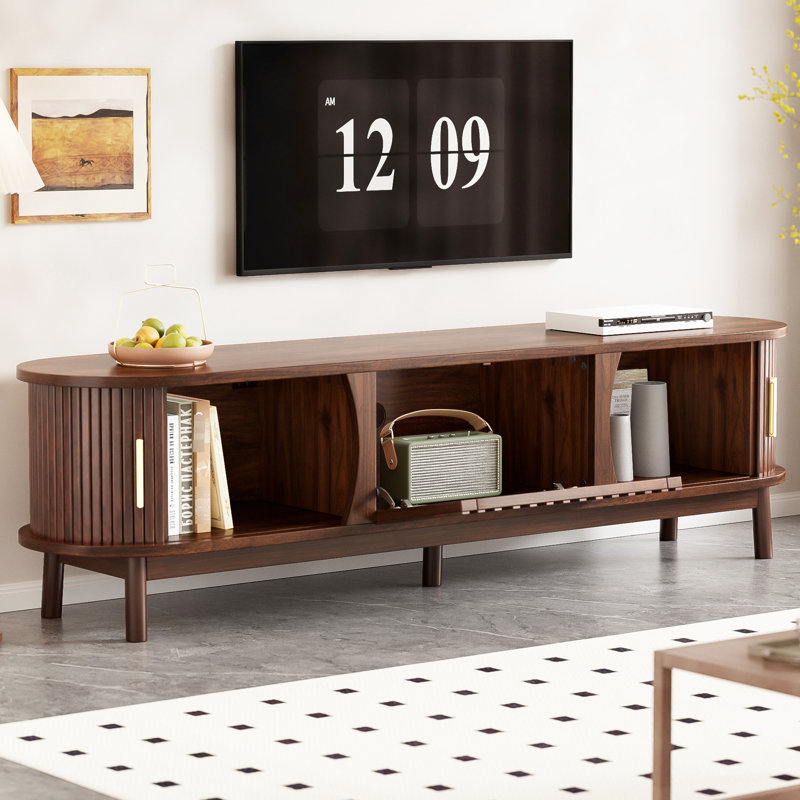 Meuble télé pour téléviseurs de 75 pouces, construction en bois massif, compartiments multifonctionnels et adaptable à tous les décors. Support moderne de 75 pouces, pieds en pin, surface imperméable, rangement bien conçu.