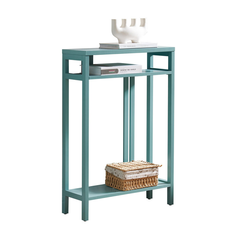 22 Inch Wide Narrow Console Table with 3-Tier Storage Shelves, Entryway Accent Table for Living Room or Hallway, Teal
