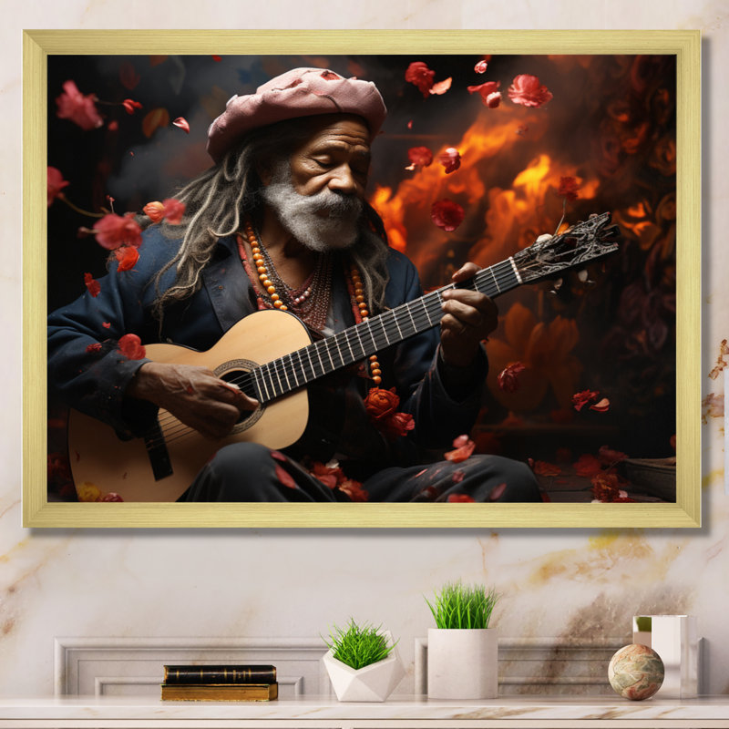 Maclan Bohemian Soulful Serenade - impression, Cadre doré simple, H 16 po x l 32 po x P 1 po