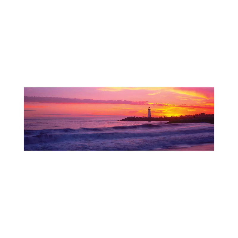 Lighthouse on The Coast at Dusk, Walton Lighthouse, Santa Cruz, California, USA 1 Piece Wrapped Canvas Panoramic Wall Art