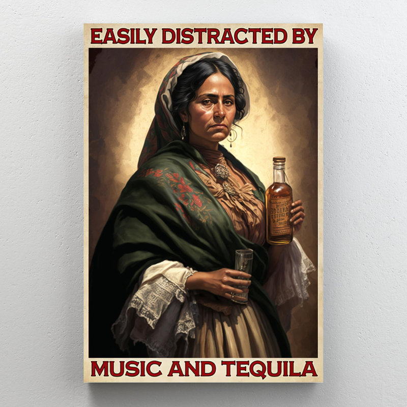 "Engebretson" facilement distrait par la musique et la tequila sur toile, impression, H 36 po x l 24 po x P 1,25 po