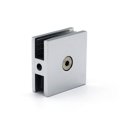 NCYINOX Heavy Duty Solid Brass Square Style Hole-in-Glass Fixed Panel U-Clamp For Shower Glass Door