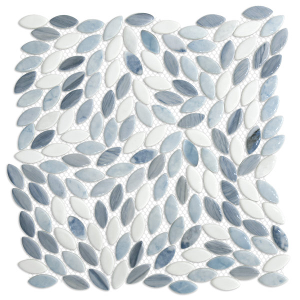 11.1" x 11.4 Flower Recycled Glass Floor & Wall Mosaic Tile