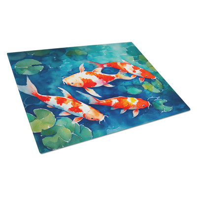 Koi Fish Glass Cutting Board Large
