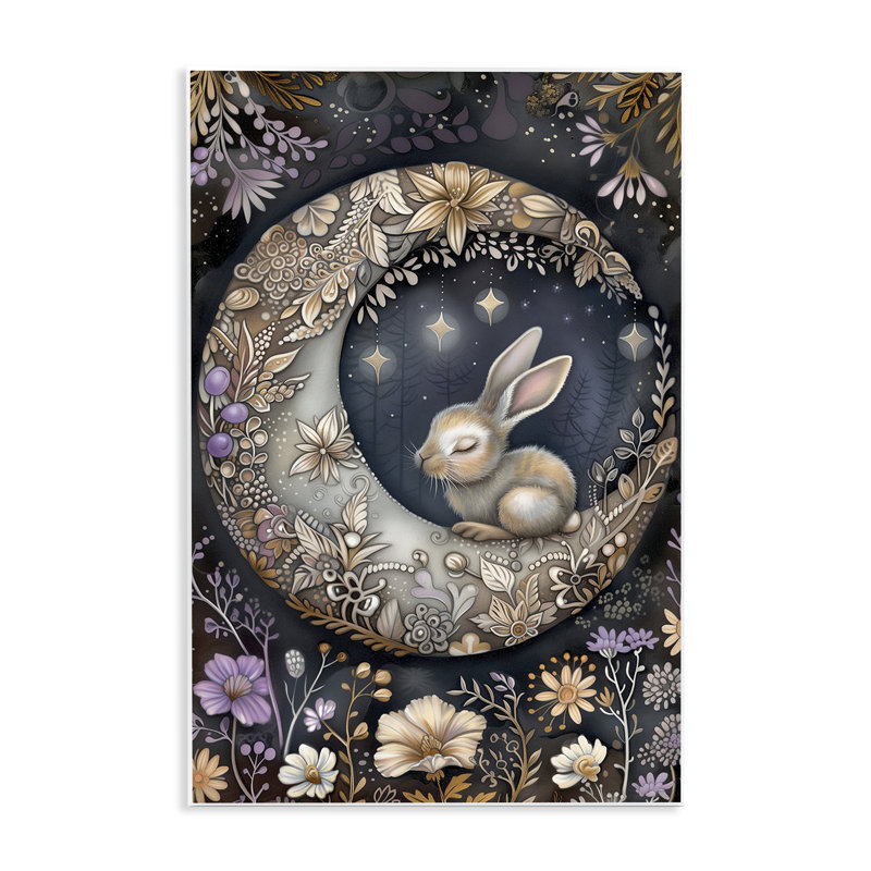 «Lapin endormi sur la lune», art mural par The Dutch Lady, H 15 po x l 10 po