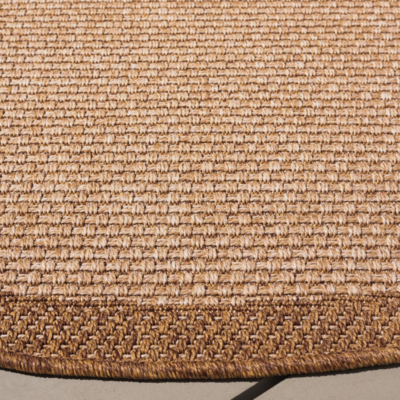 Scheider Sisal All-Weather Performance Solid Color Indoor/Outdoor Area Rug, Round 6'7"