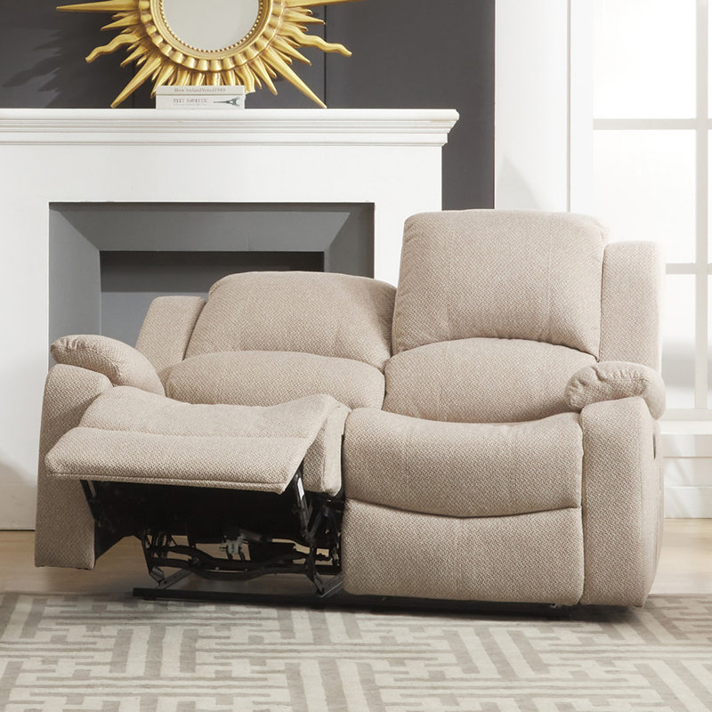 Celya 2 Seater Reclining Sofa, Beige Polyester Twill