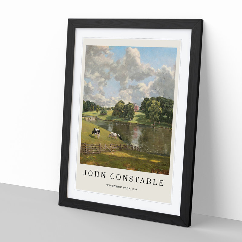 Wivenhoe Park in Essex Print by John Constable - Picture Frame Painting, 36cm H x 27cm W x 2cm D, Black
