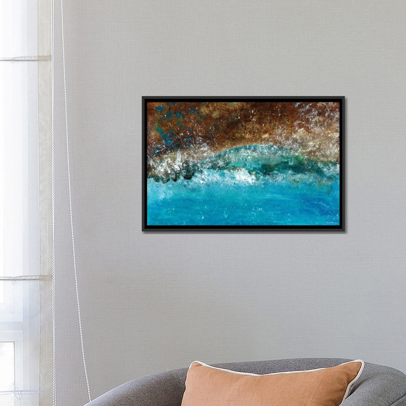 Reproduction d’art sur toile tendue distante shores, H 18 po x l 26 po x P 1,5 po, Toile avec cadre noir, Pas de tapis
