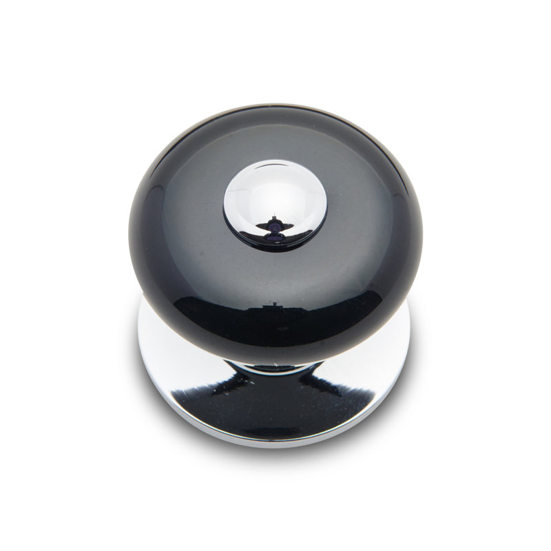 CK Series Diameter Mushroom Knob, 1.25" H x 1.25" W x 1.38" D, Black / Chrome