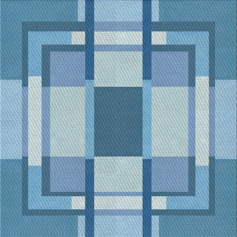 Tapis géométrique bleu ciel, Carré 7 pi