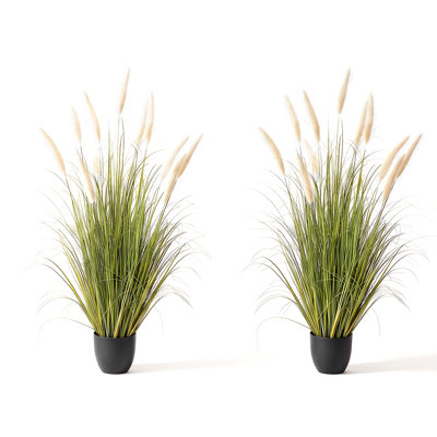 2pcs Artificial Horsetail Reed Grass, 35.4in Artificial Indoor Outdoor Fake Grass Plant
