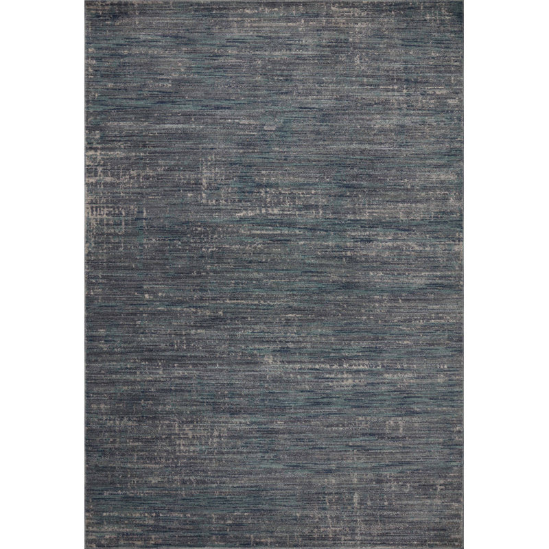 Machine Woven Polypropylene/Polyester Area Rug in Gray/Blue, Square 1'6"