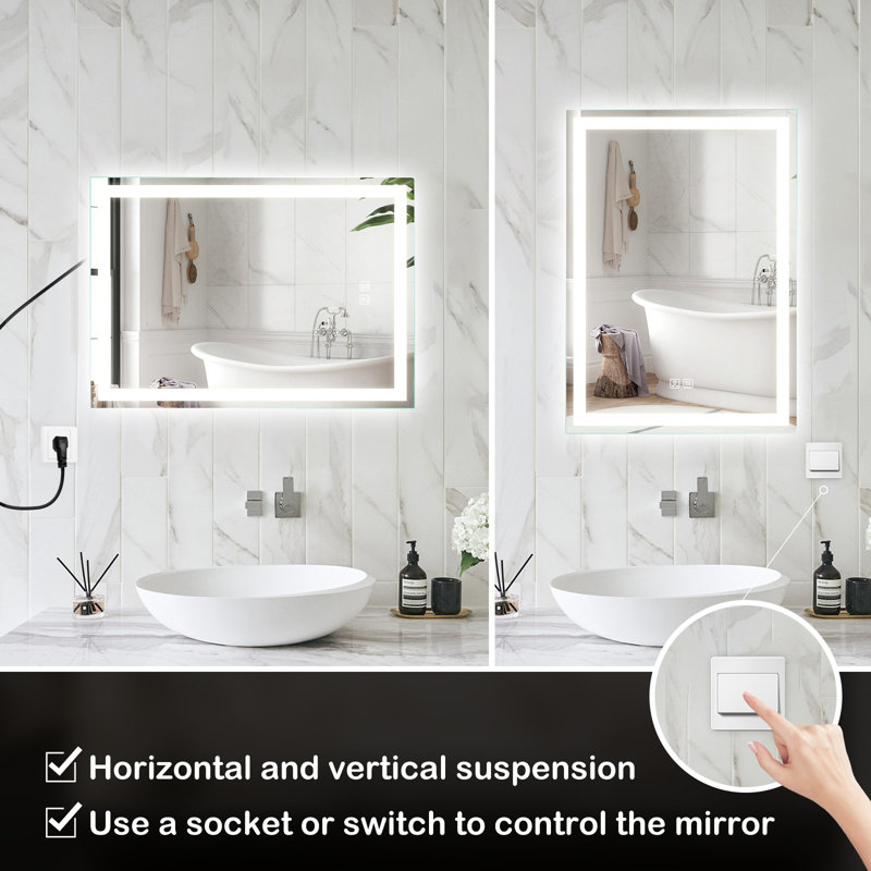 Naliyah Flat LED Wall Mirror, 28" x 20"