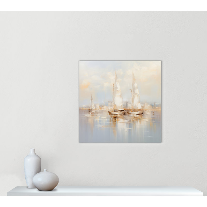 Impression de bateaux dorés II par Lazar Studio, l 36 po x H 36 po, Toile tendue, Sans cadre