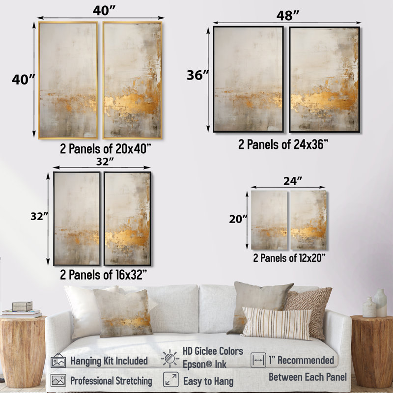 Or sensibilité subtile minimalisme II - art mural moderne, 20" H x 24" W, Wrapped Canvas, Does Not Apply