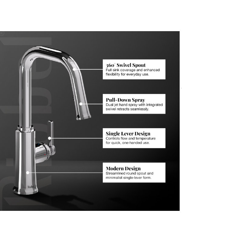 Trattoria Square Spout Kitchen Mixer, Chrome