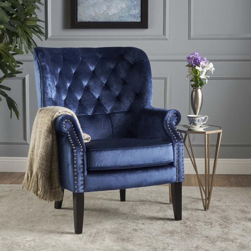 Korin Velvet Club Chair, Blue Velvet