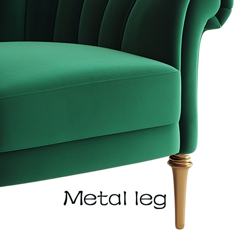 Chaise avec accoudoirs roulés rétro vert émeraude
