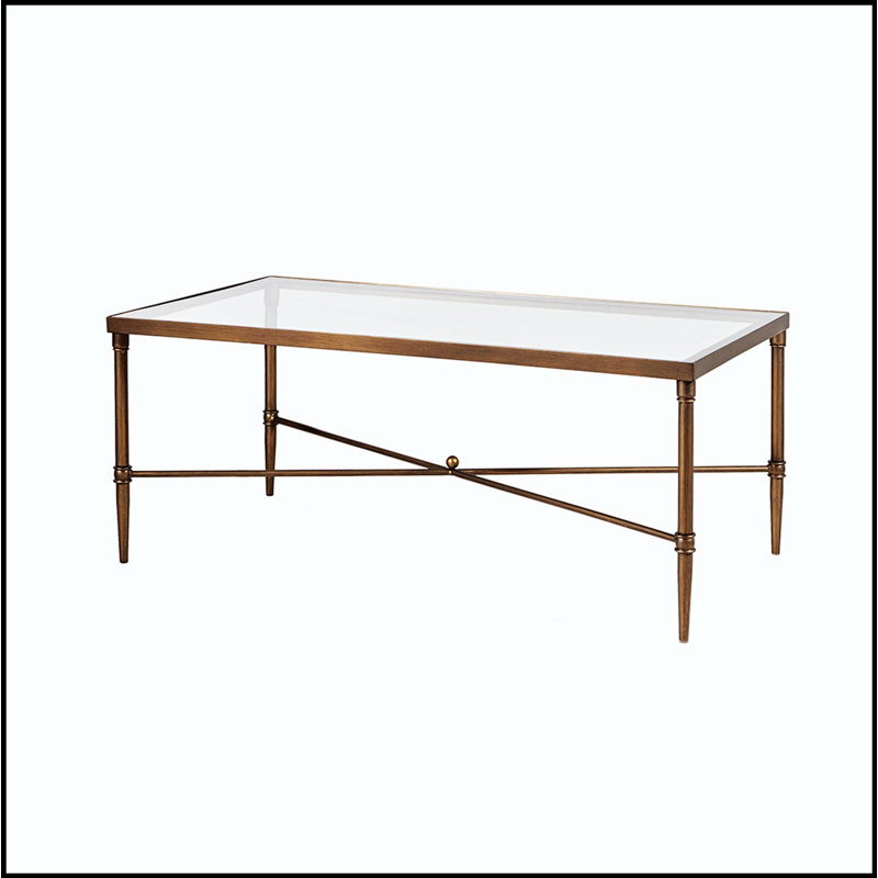 Stylish Rectangle Glass Coffee Table with Durable Metal Frame and Spacious Tempered Glass Top for Modern Living