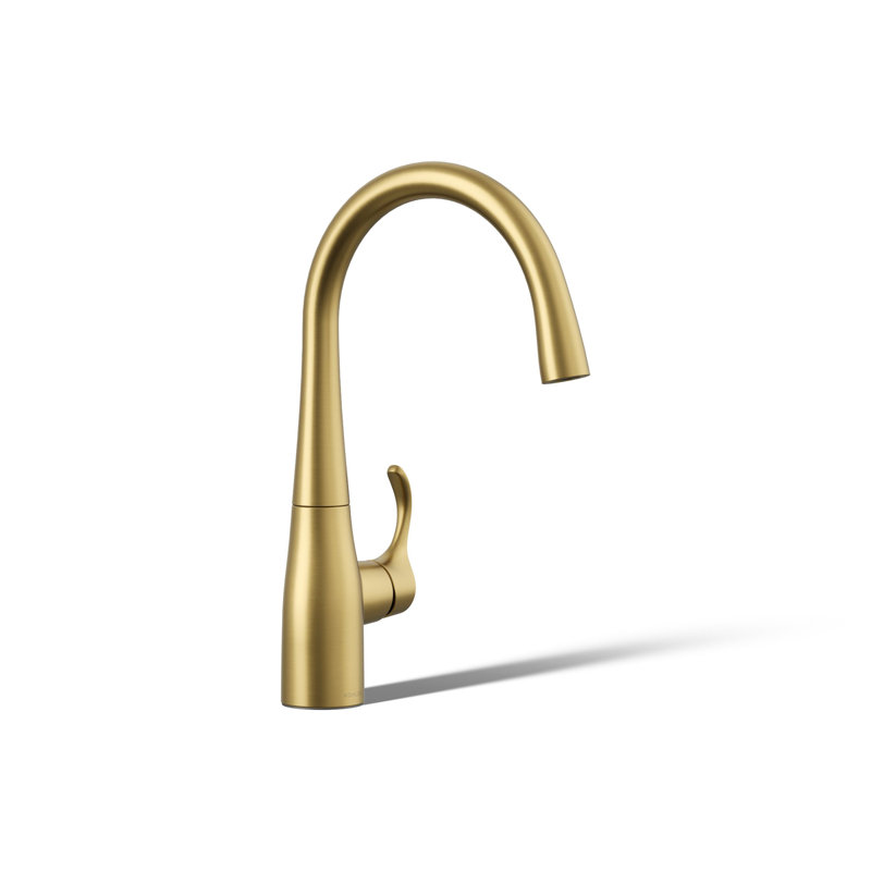 Simplice Single-Handle Bar Sink Faucet, Secondary Faucet with High-Arch Swing Spout, Vibrant Brushed Moderne Brass