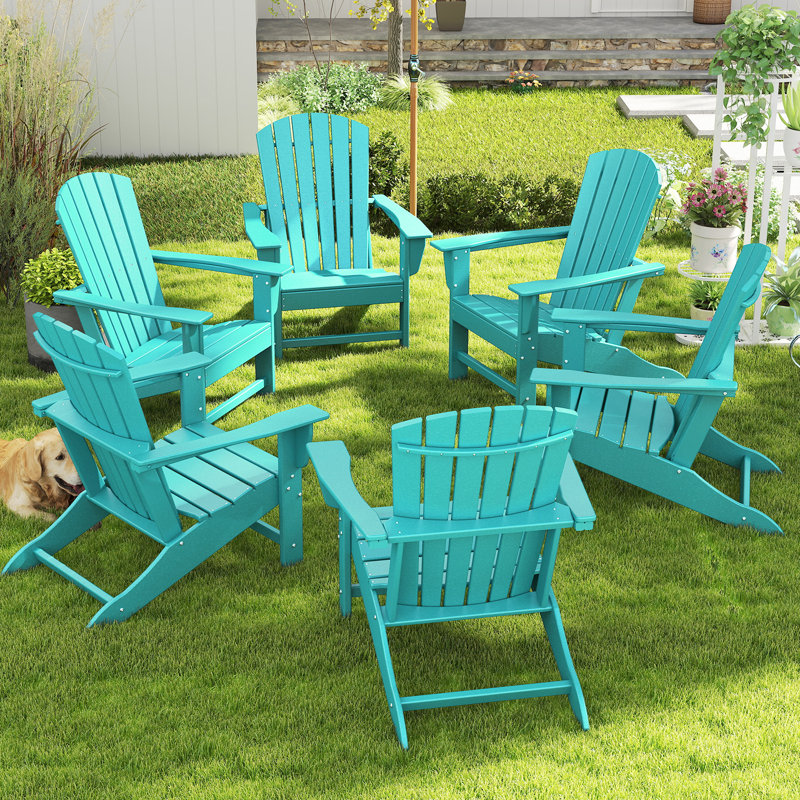 Chaise Adirondack pour l'extérieur Hdpe (ensemble de 6), Turquoise