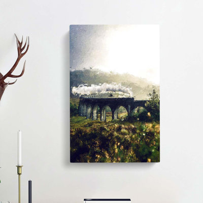 Steam Train over Glenfinnan Viaduct - Wrapped Canvas Painting Print