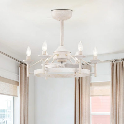 Ventilateur de plafond 21 po à télécommande moderne réversible en laiton / rétro blanc / noir mat avec pales transparentes et ensemble d'éclairage pour salon / chambre à coucher