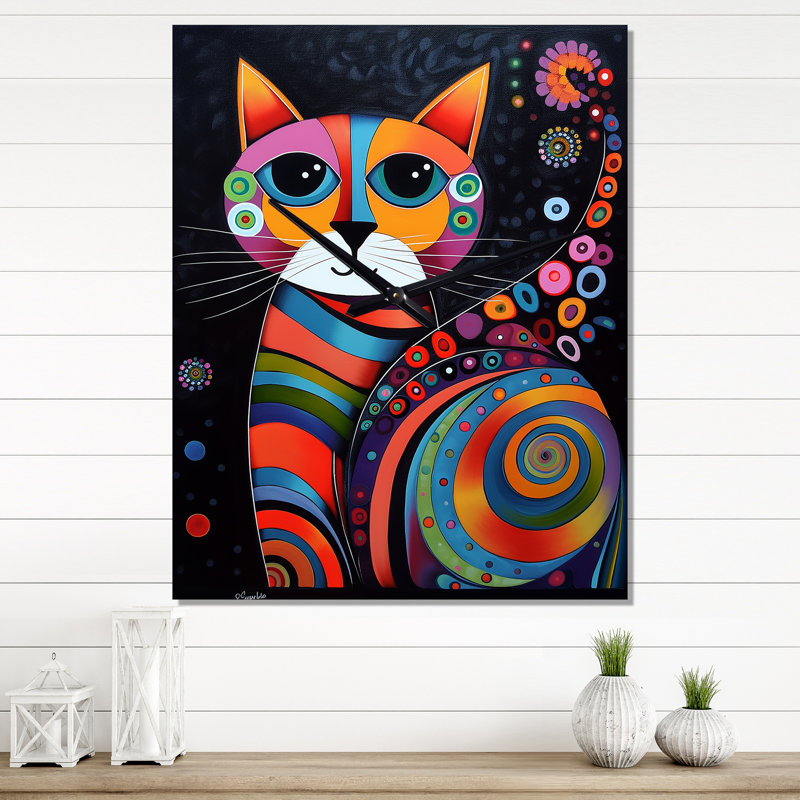 Horloge murale chat surdimensionnée, Moyen