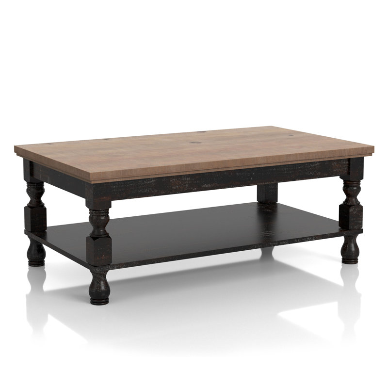 Table basse à 4 pieds en bois massif avec rangement O'Carroll, Bois de chêne