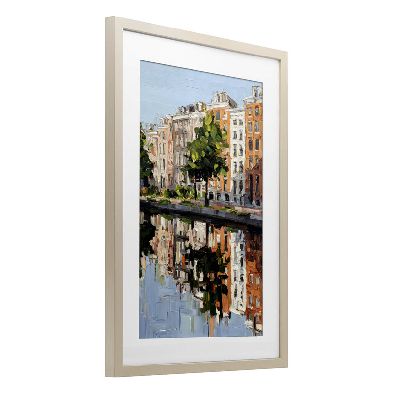 Waterside appartements sur canal, reproduction encadrée sous verre, conception de Petal Prints Design, 23 x 17