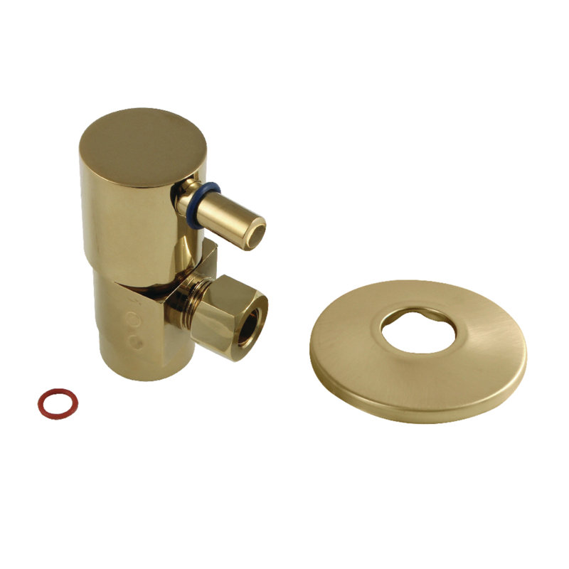 Kingston Brass 1/2-Inch FIP x 3/8-Inch OD Comp Anti-Seize Deluxe Quarter-Turn Ceramic Hardisc Cartridge Angle Stop with Flange