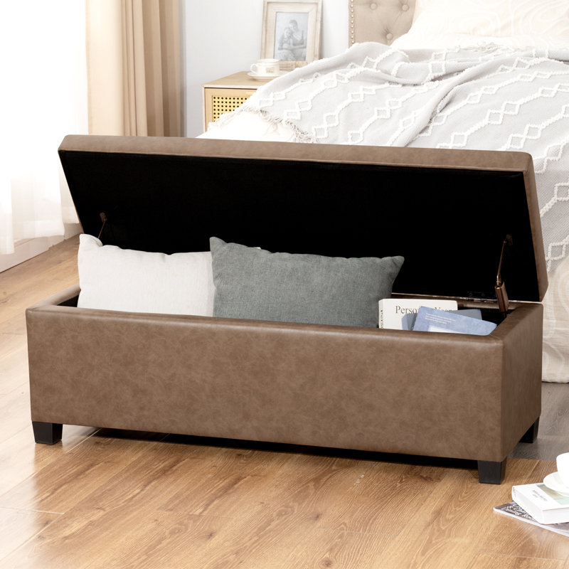 Banc de rangement avec repose-pieds 42 po, Brun