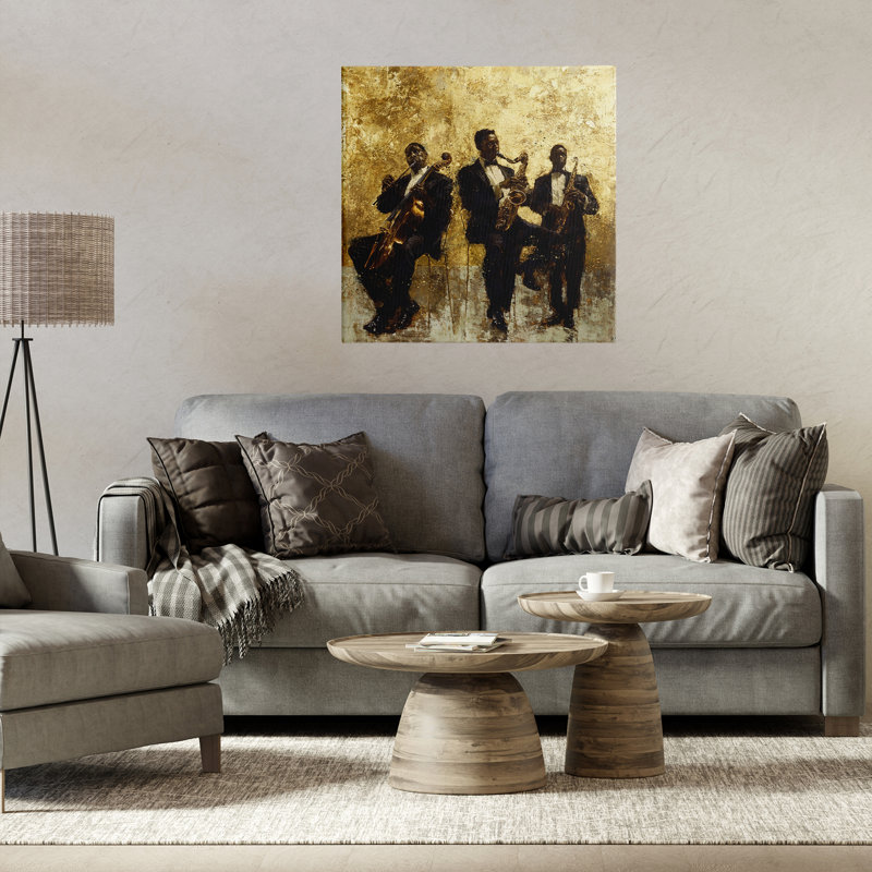Toile abstraite Golden Era Musisans, design par Marta Wiley, H 24 po x l 24 po