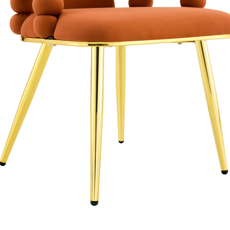 Chaises de salle à manger ergonomiques en velours avec pieds dorés pour la cuisine moderne