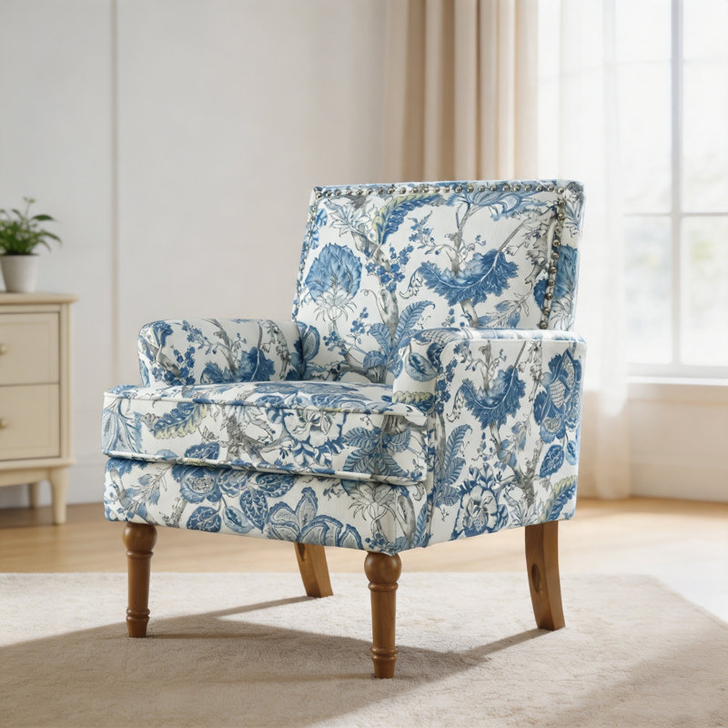 Fauteuil d'appoint Vorel Modern Farmhouse, Bleu
