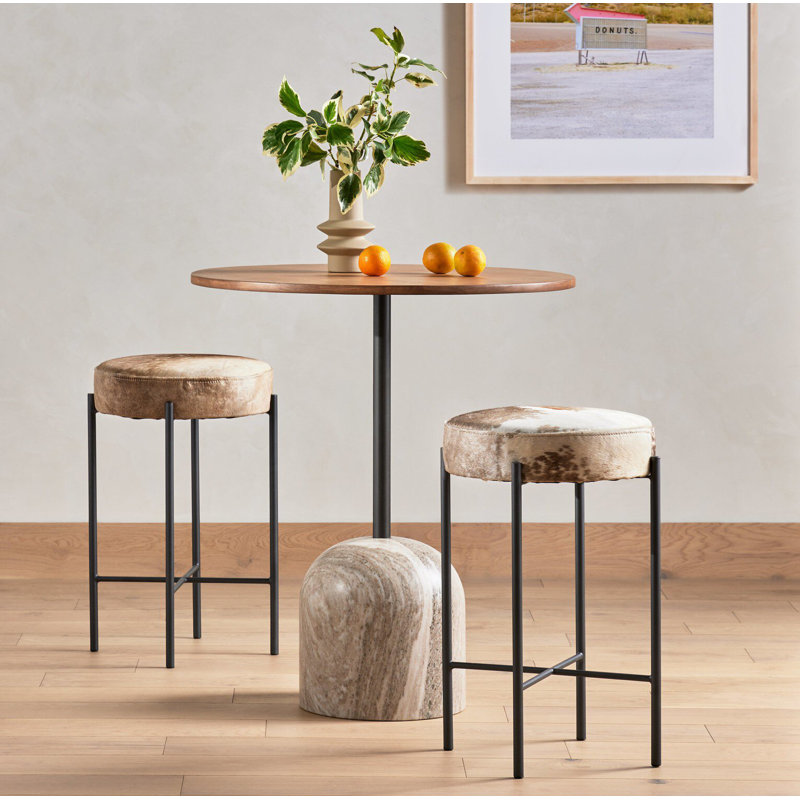 Eugenia Upholstered Bar & Counter Stool with Metal Frame, Bar Stool (30" Seat Height), Speckled Hide - Brown