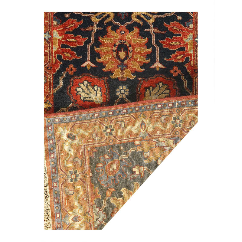 Motif persan noué à la main de couleur bleu marine Gresham 2 pi x 3 pi