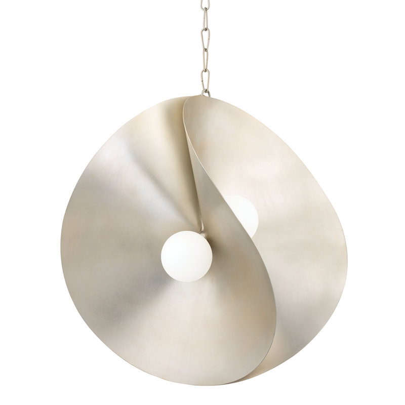 Peony 4 Light Pendant, Warm Silver Leaf, 33.75" H x 30" W x 30" L