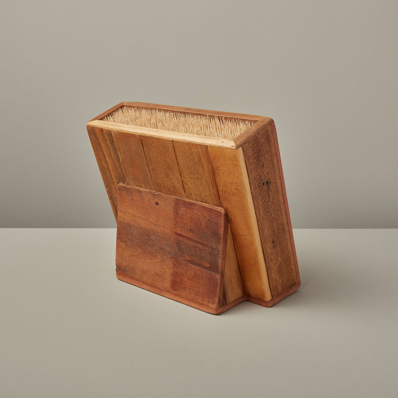 Bloc à couteaux rectangulaire en bois récupéré