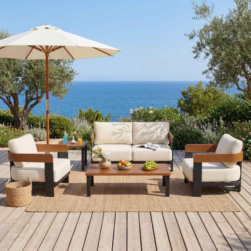 5-Piece Outdoor Patio Sofa Set with Coffee Table & Side Table