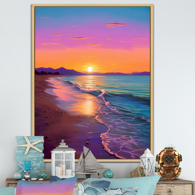 Coucher de soleil harmonie côtière sérénité I, Cadre flottant brun, 20" H x 12" W