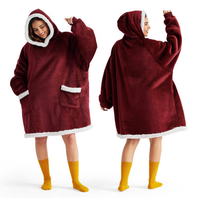 Bedsure Blanket Hoodie - Sherpa Wearable Blankets For Women & Kids As Gifts For Women Men, Christmas Gifts Sweatshirt Blanket