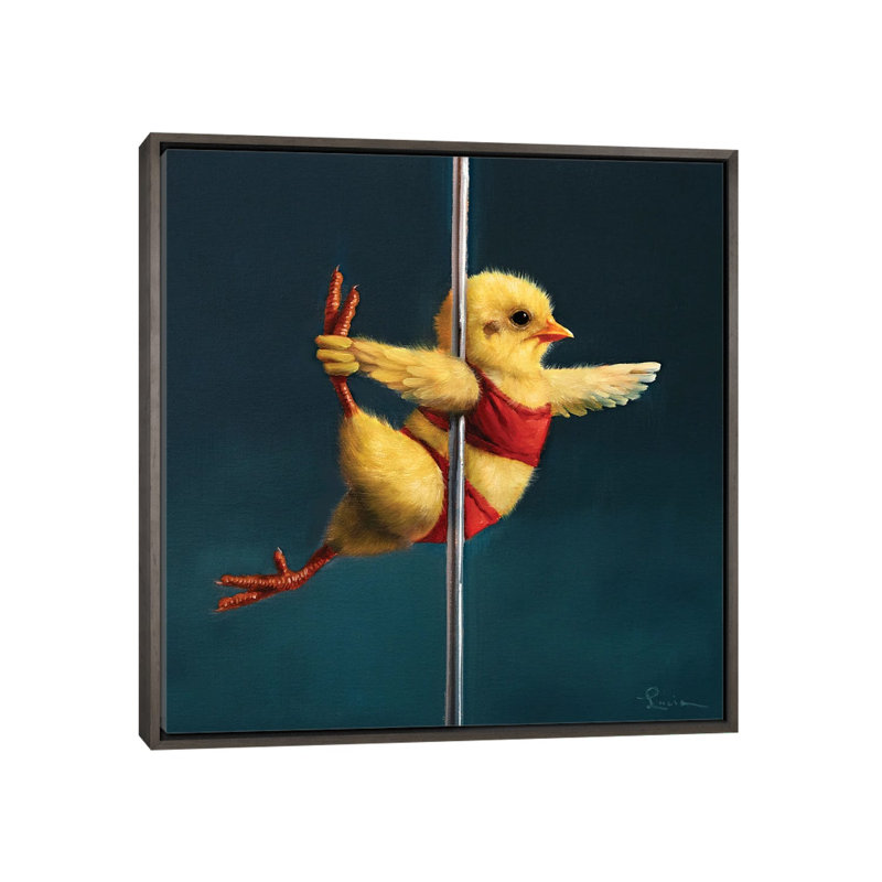Pole Chick Rocket Woman_1PC6, H 37 po x l 37 po, Cadre flottant en bois foncé foncé