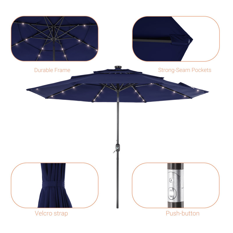 Parasol de marché éclairé 120 po Sanfra, Marine