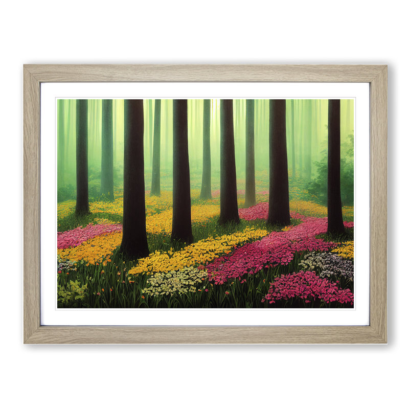 An Alluring Spring Forest - Single Picture Frame Print, Oak, 46cm H x 64cm W x 2cm D
